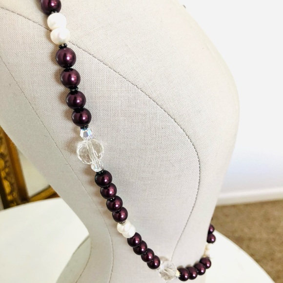 Vintage Deco Crystal Glass Pearl Necklace - Picture 13 of 15